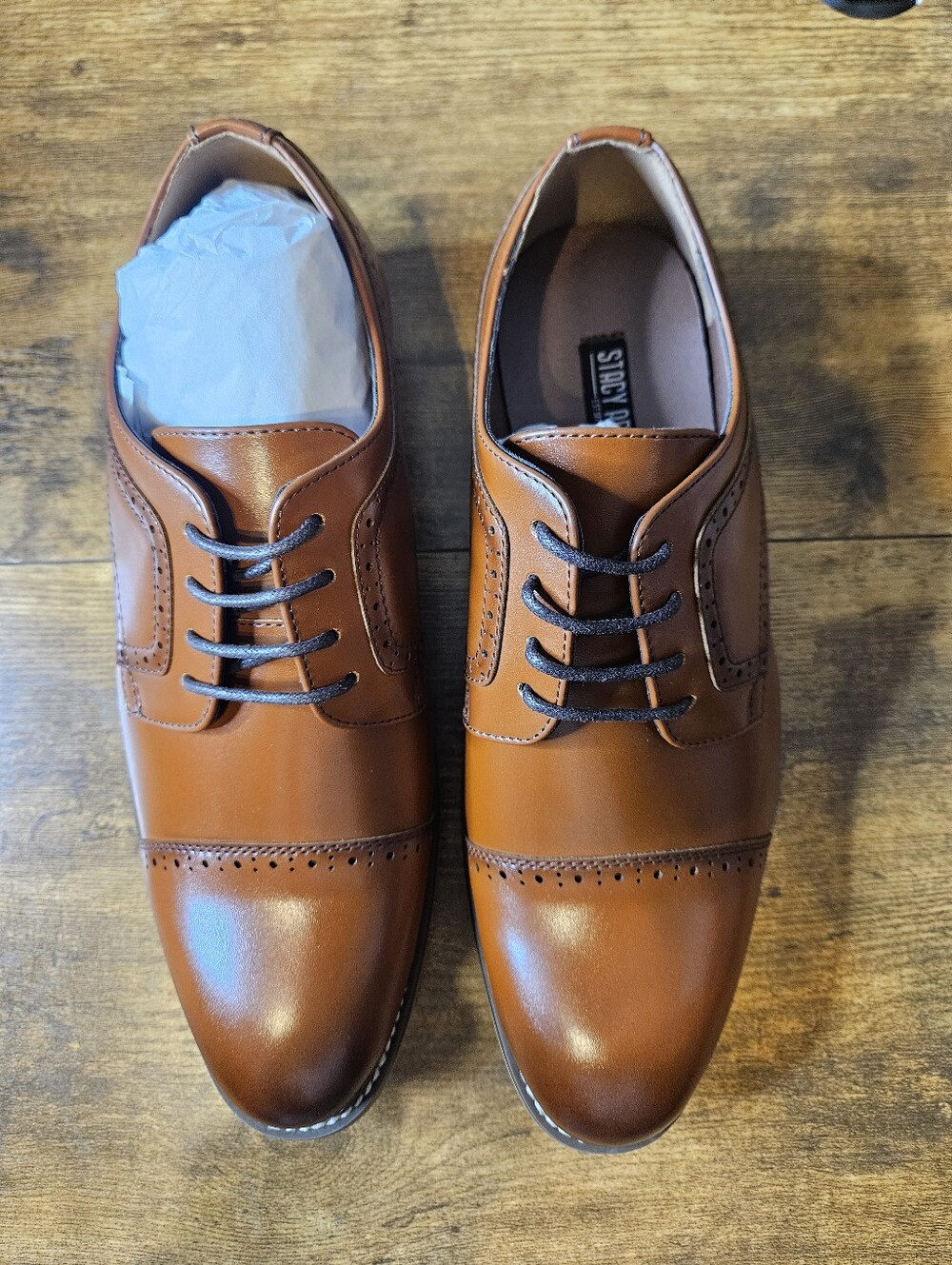 Stacy Adams Boy's Size 6.5 M Cap-Toe Lace-up Oxford Brown Dress Shoes NEW In Box